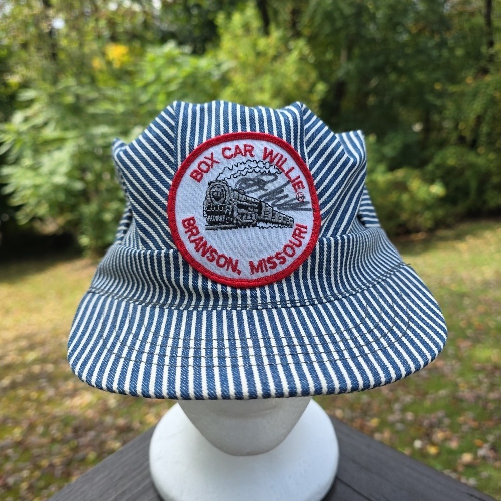 Vintage Box Car Willie Denim Hat Autograph Conductor Snapback OSFM‎